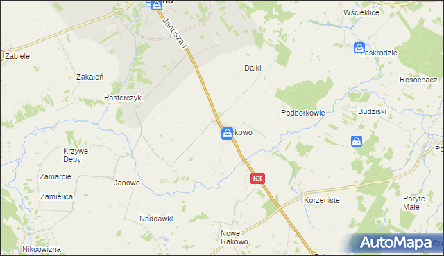 mapa Borkowo gmina Kolno, Borkowo gmina Kolno na mapie Targeo