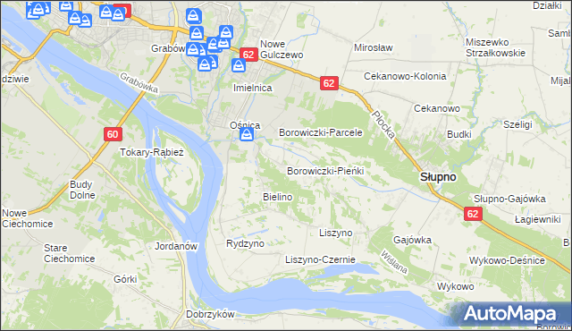 mapa Borowiczki-Pieńki, Borowiczki-Pieńki na mapie Targeo