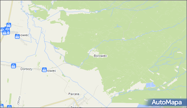 mapa Borowiec gmina Łukowa, Borowiec gmina Łukowa na mapie Targeo