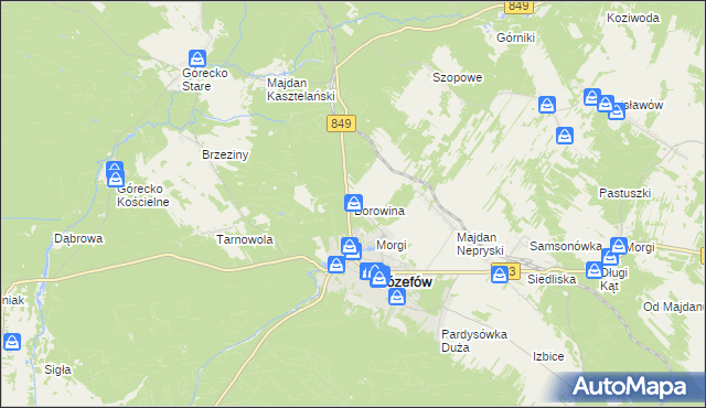 mapa Borowina gmina Józefów, Borowina gmina Józefów na mapie Targeo