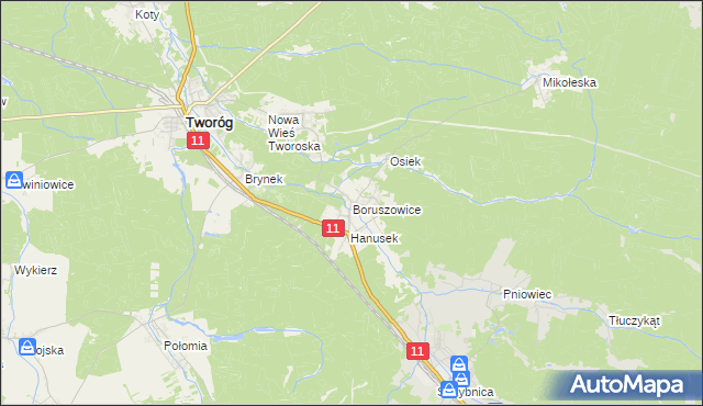 mapa Boruszowice, Boruszowice na mapie Targeo