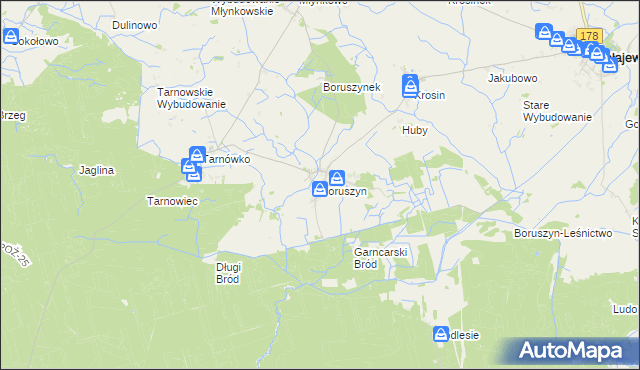 mapa Boruszyn gmina Połajewo, Boruszyn gmina Połajewo na mapie Targeo