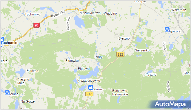 mapa Bory gmina Bytów, Bory gmina Bytów na mapie Targeo