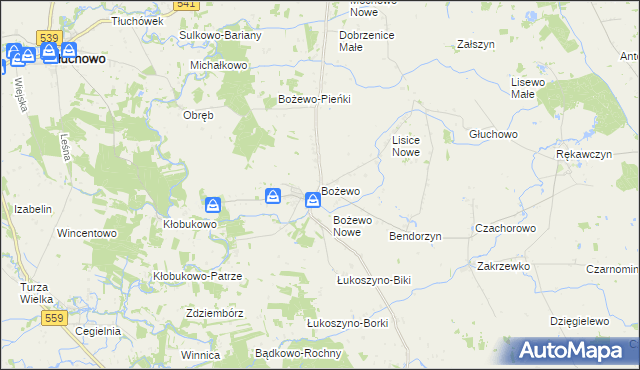 mapa Bożewo gmina Mochowo, Bożewo gmina Mochowo na mapie Targeo