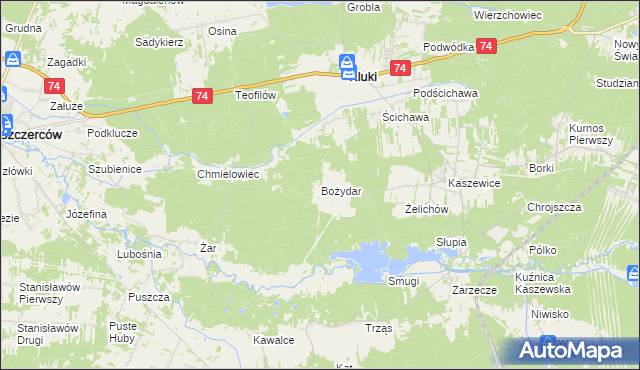 mapa Bożydar gmina Kluki, Bożydar gmina Kluki na mapie Targeo