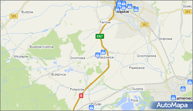 mapa Braszowice, Braszowice na mapie Targeo