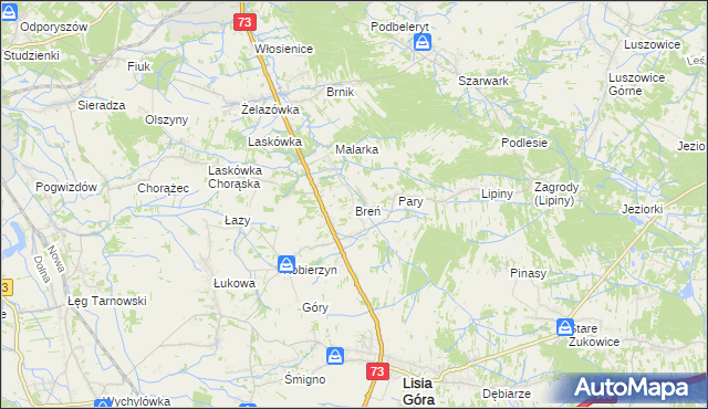 mapa Breń gmina Lisia Góra, Breń gmina Lisia Góra na mapie Targeo