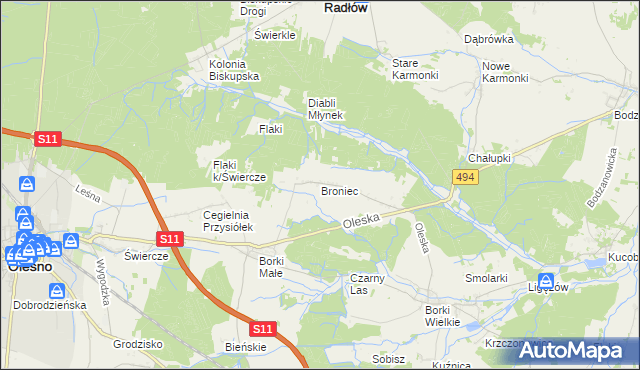 mapa Broniec, Broniec na mapie Targeo