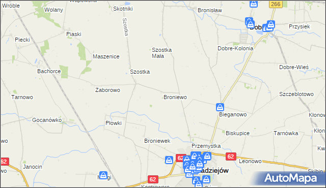 mapa Broniewo gmina Radziejów, Broniewo gmina Radziejów na mapie Targeo