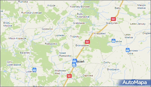 mapa Bronisławie, Bronisławie na mapie Targeo