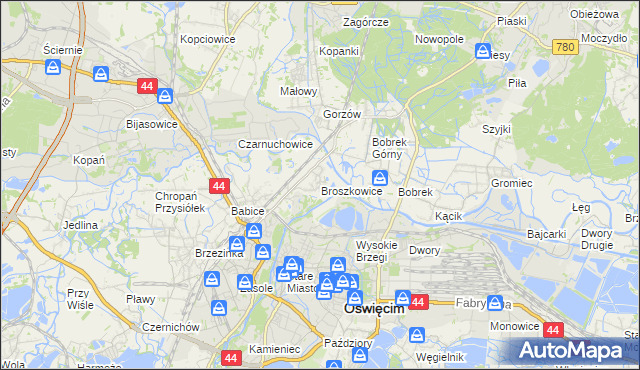 mapa Broszkowice, Broszkowice na mapie Targeo