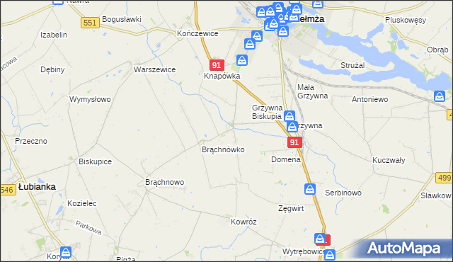 mapa Browina gmina Chełmża, Browina gmina Chełmża na mapie Targeo