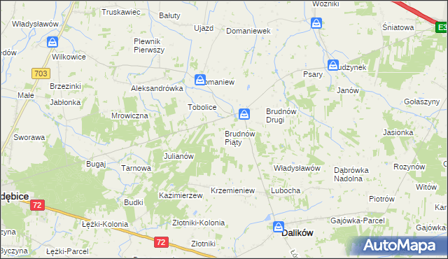 mapa Brudnów Piąty, Brudnów Piąty na mapie Targeo