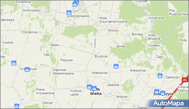 mapa Brudzice, Brudzice na mapie Targeo