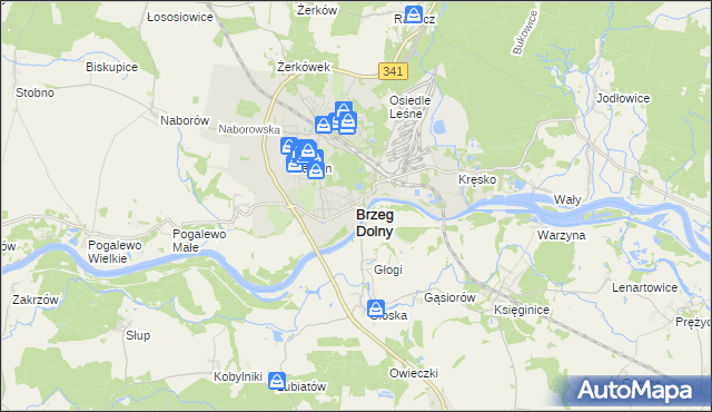 mapa Brzeg Dolny, Brzeg Dolny na mapie Targeo