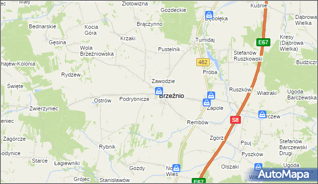 mapa Brzeźnio, Brzeźnio na mapie Targeo