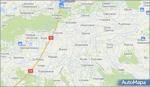 mapa Brzezówka gmina Szczucin, Brzezówka gmina Szczucin na mapie Targeo