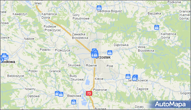 mapa Brzostek powiat dębicki, Brzostek powiat dębicki na mapie Targeo