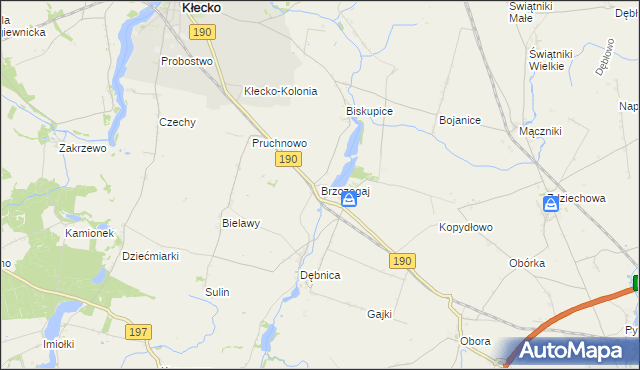 mapa Brzozogaj gmina Kłecko, Brzozogaj gmina Kłecko na mapie Targeo