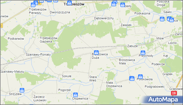 mapa Brzozowica Duża, Brzozowica Duża na mapie Targeo