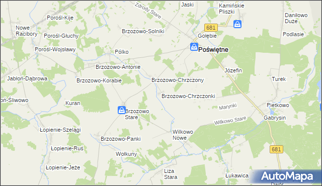 mapa Brzozowo-Chrzczonki, Brzozowo-Chrzczonki na mapie Targeo