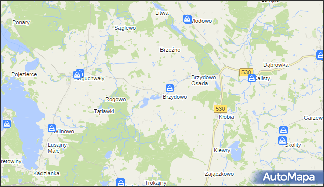 mapa Brzydowo gmina Świątki, Brzydowo gmina Świątki na mapie Targeo