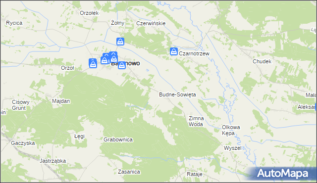 mapa Budne-Sowięta, Budne-Sowięta na mapie Targeo