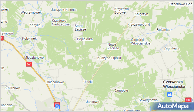 mapa Budzyno-Lipniki, Budzyno-Lipniki na mapie Targeo