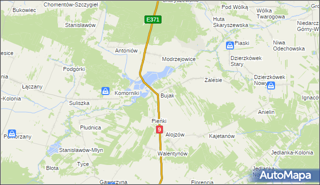 mapa Bujak, Bujak na mapie Targeo