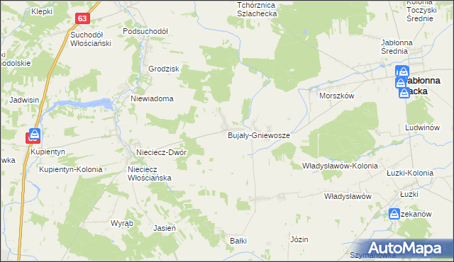 mapa Bujały-Gniewosze, Bujały-Gniewosze na mapie Targeo