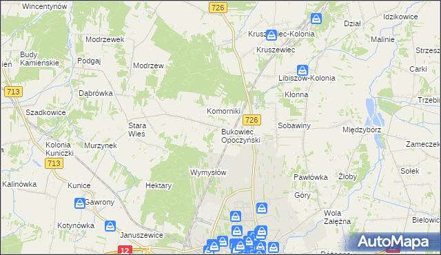 mapa Bukowiec Opoczyński, Bukowiec Opoczyński na mapie Targeo