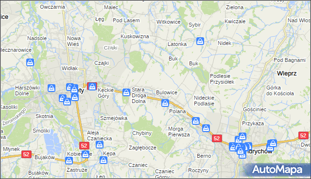 mapa Bulowice, Bulowice na mapie Targeo