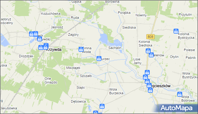 mapa Burzec, Burzec na mapie Targeo