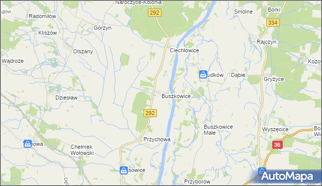 mapa Buszkowice gmina Ścinawa, Buszkowice gmina Ścinawa na mapie Targeo