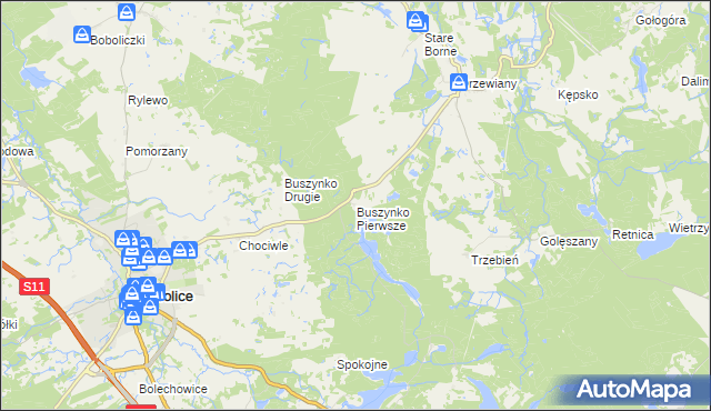 mapa Buszynko Pierwsze, Buszynko Pierwsze na mapie Targeo