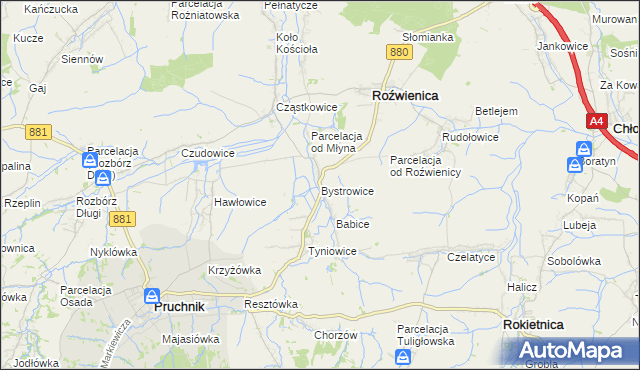 mapa Bystrowice, Bystrowice na mapie Targeo