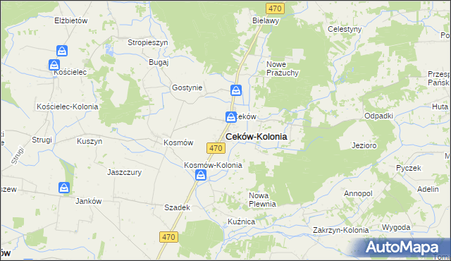 mapa Ceków-Kolonia, Ceków-Kolonia na mapie Targeo