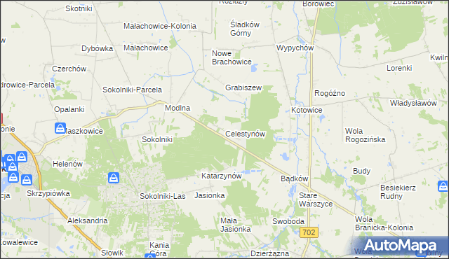 mapa Celestynów gmina Ozorków, Celestynów gmina Ozorków na mapie Targeo