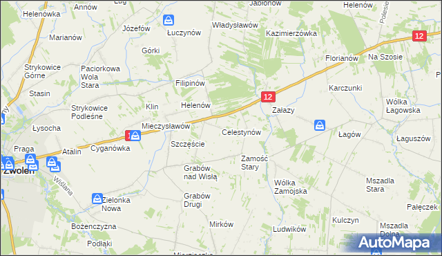 mapa Celestynów gmina Zwoleń, Celestynów gmina Zwoleń na mapie Targeo