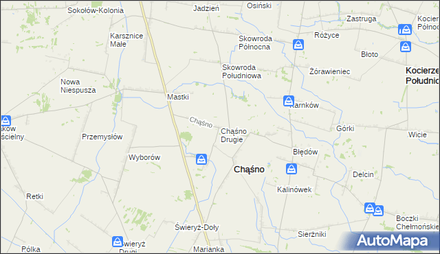 mapa Chąśno Drugie, Chąśno Drugie na mapie Targeo