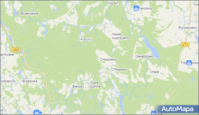 mapa Chłopówko gmina Barwice, Chłopówko gmina Barwice na mapie Targeo