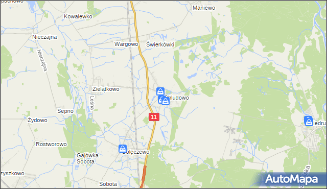 mapa Chludowo, Chludowo na mapie Targeo