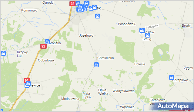 mapa Chmielinko, Chmielinko na mapie Targeo
