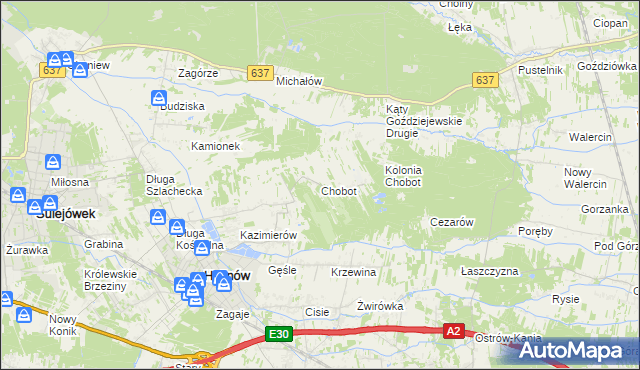 mapa Chobot gmina Halinów, Chobot gmina Halinów na mapie Targeo