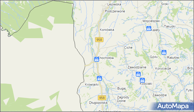 mapa Chochołów gmina Czarny Dunajec, Chochołów gmina Czarny Dunajec na mapie Targeo