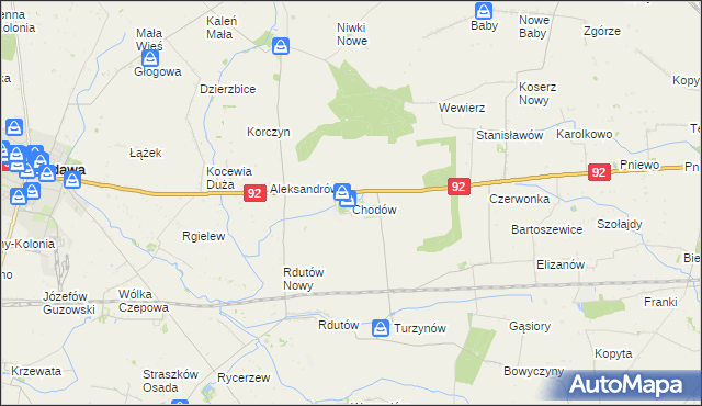 mapa Chodów powiat kolski, Chodów powiat kolski na mapie Targeo