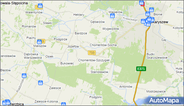 mapa Chomentów-Puszcz, Chomentów-Puszcz na mapie Targeo