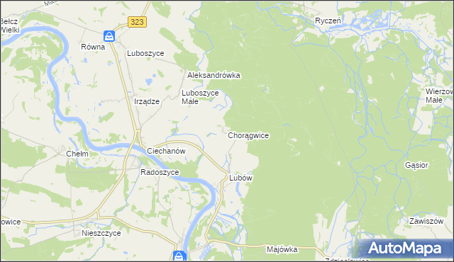 mapa Chorągwice, Chorągwice na mapie Targeo