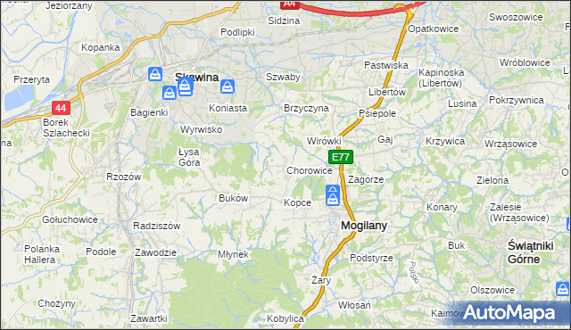 mapa Chorowice, Chorowice na mapie Targeo