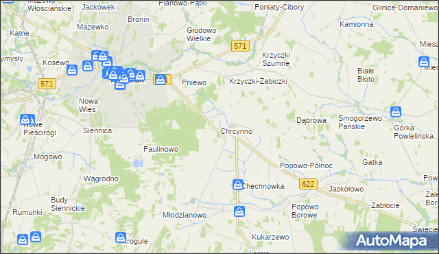 mapa Chrcynno, Chrcynno na mapie Targeo